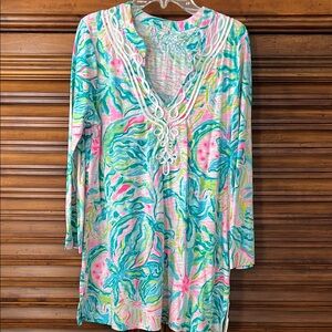 Lilly Pulitzer Pink and Blue Tropical Tunic